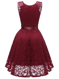 Sale Retro Stage 1950s Lace V Neck Bow Dress