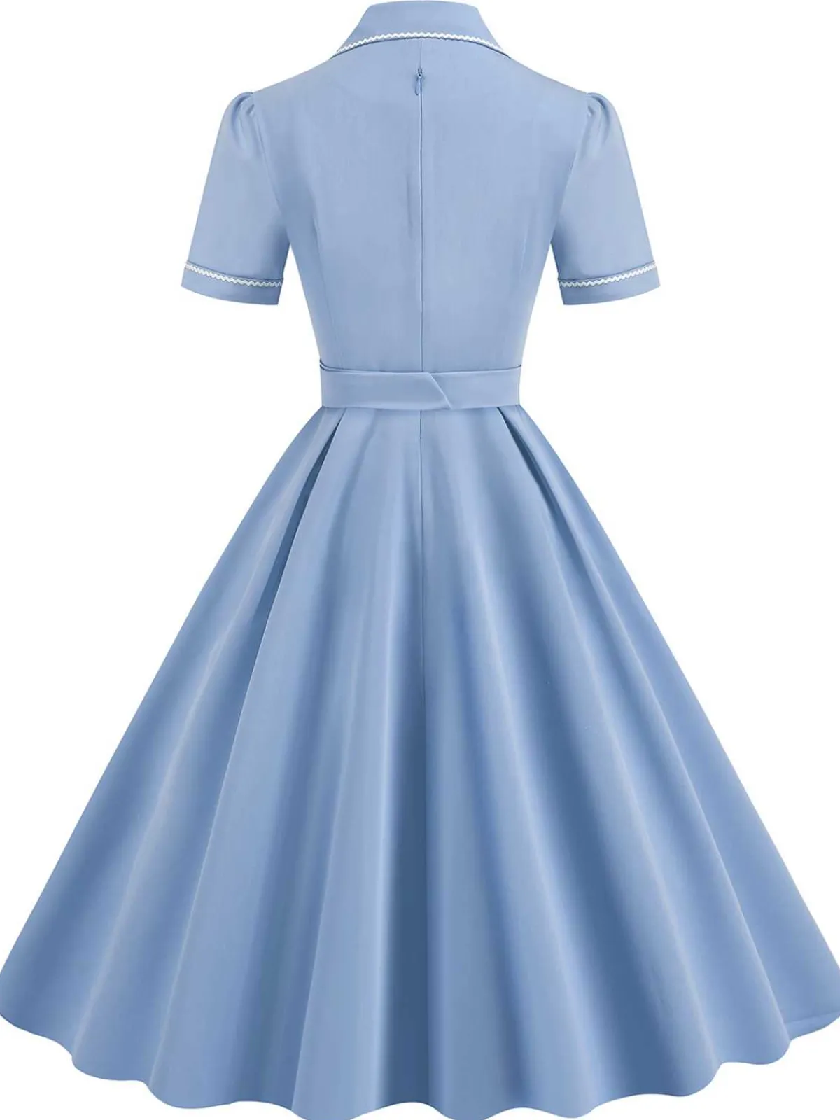 Best Retro Stage 1950s Lapel Belted Solid Dress