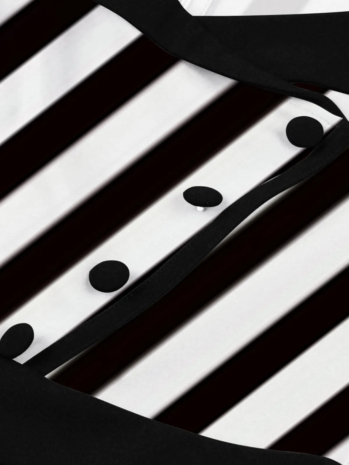 Discount Retro Stage 1950S Lapel & White Stripes Dress Black