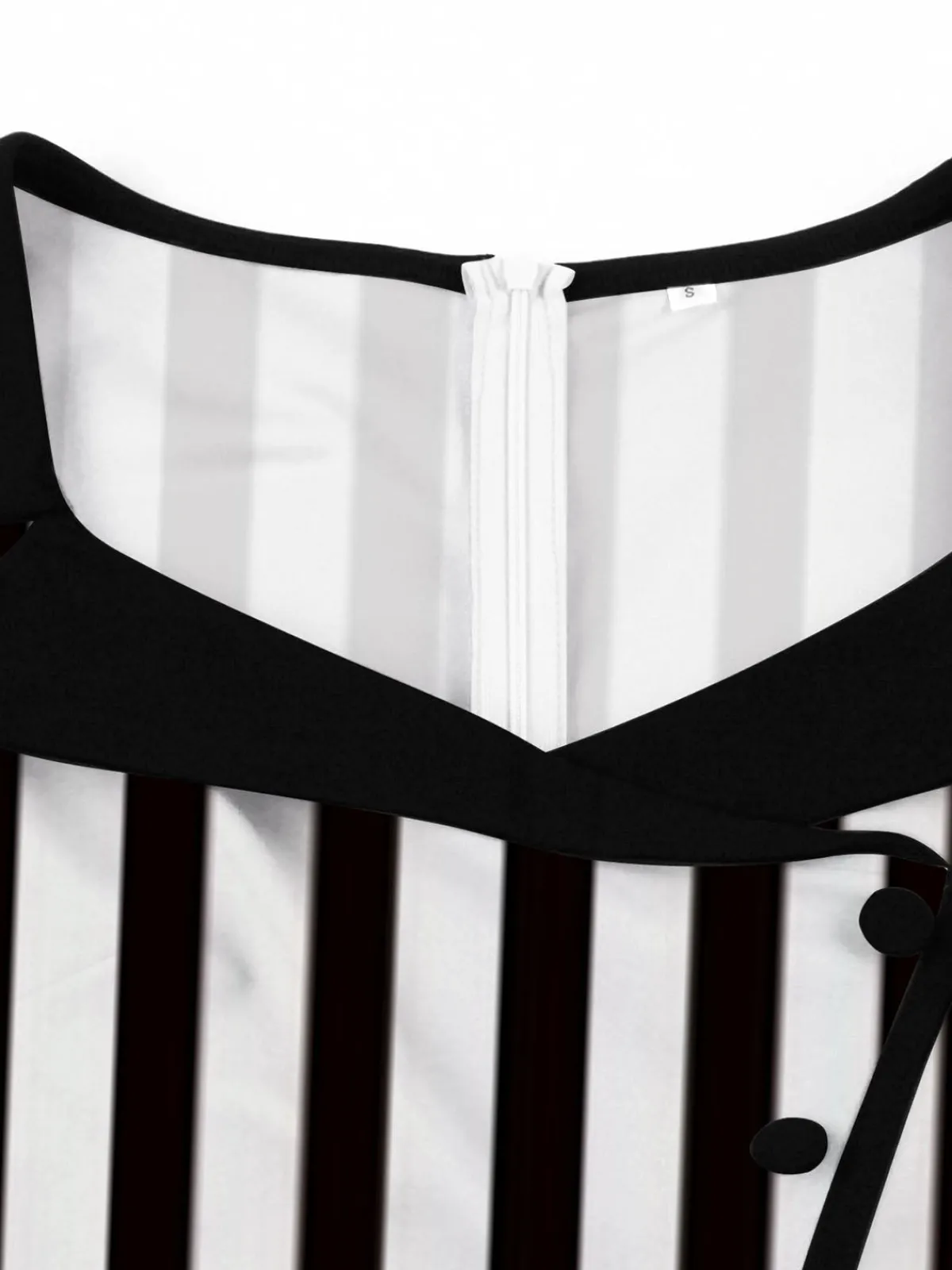 Discount Retro Stage 1950S Lapel & White Stripes Dress Black
