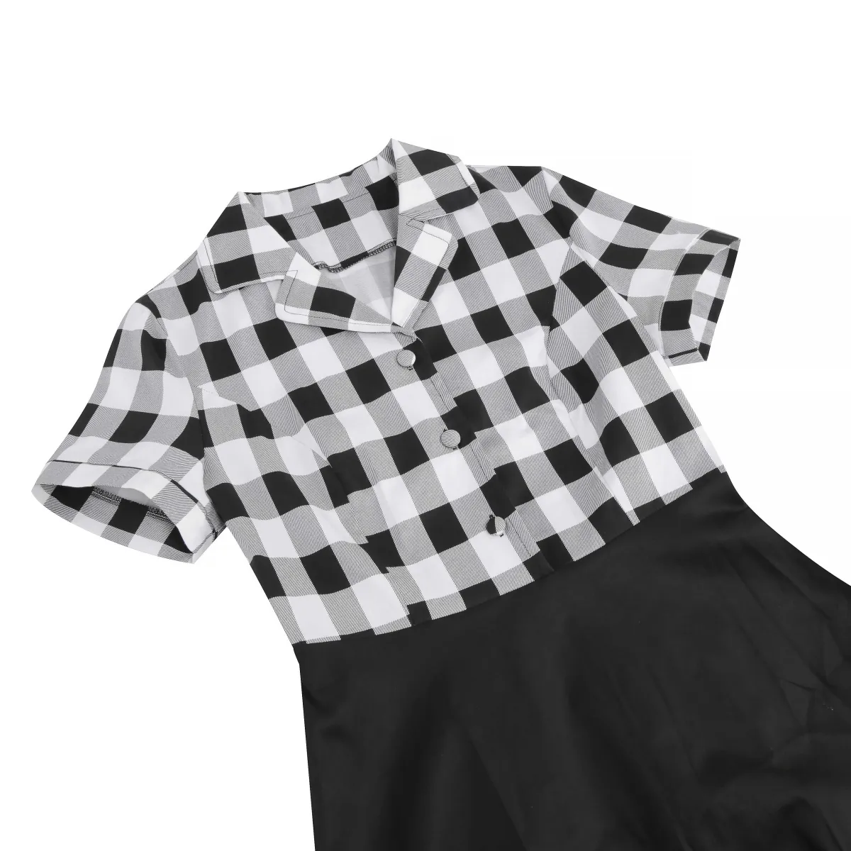 Outlet Retro Stage 1950s Lapel Contrast Belted Dress