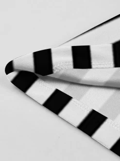 Hot Retro Stage 1940s Lapel Double Breasted & White Stripes Dress Black