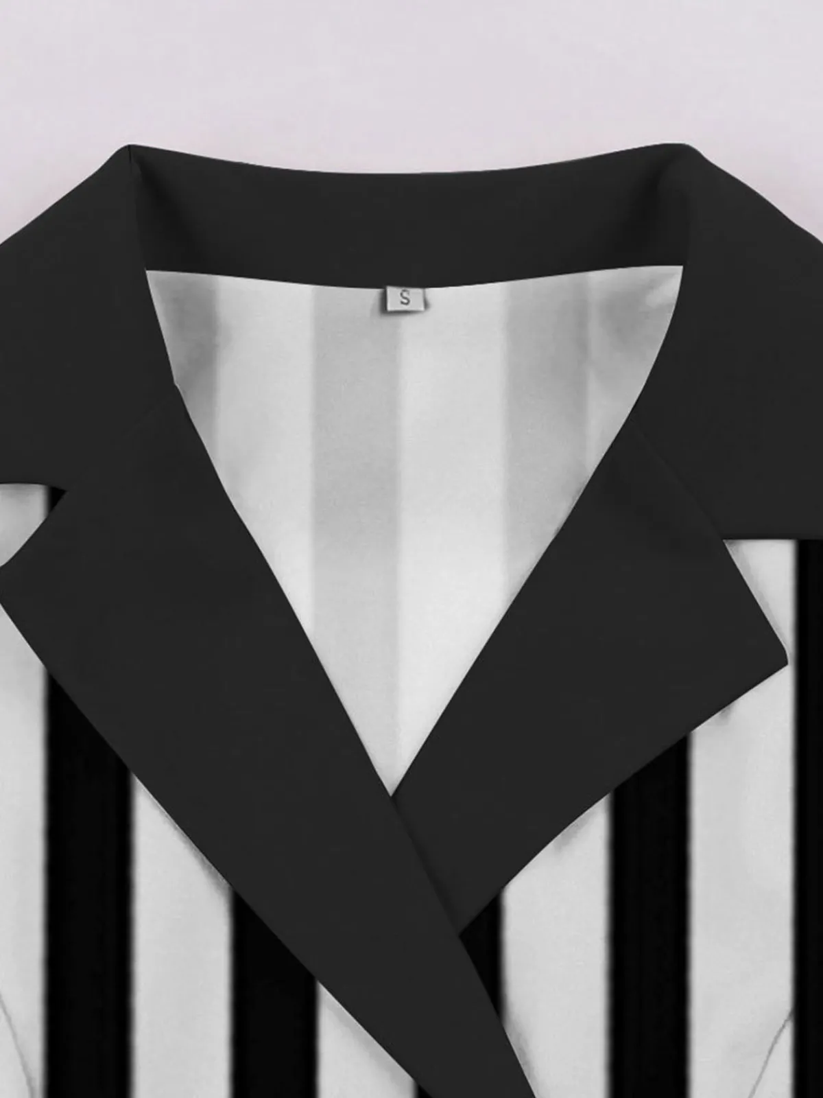Hot Retro Stage 1940s Lapel Double Breasted & White Stripes Dress Black