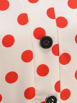 Hot Retro Stage 1950s Lapel Polka Dots Bow Swing Dress