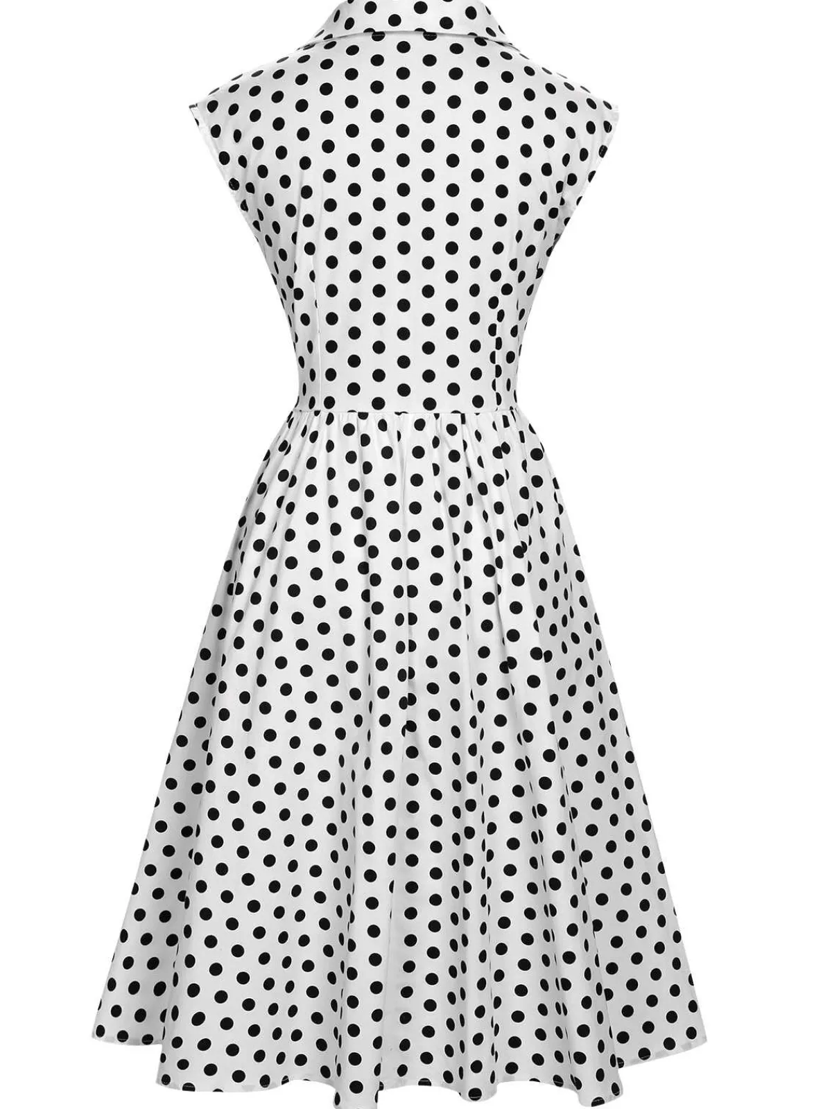 Best Retro Stage 1940s Lapel Polka Dots Sleeveless Dress