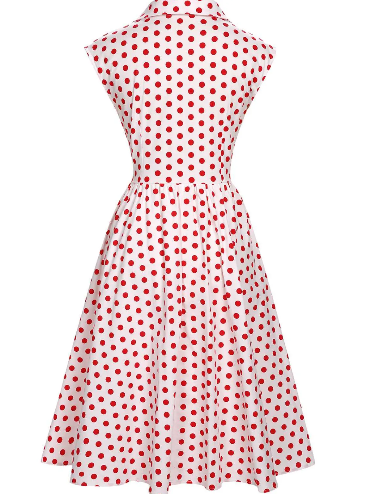 Best Retro Stage 1940s Lapel Polka Dots Sleeveless Dress