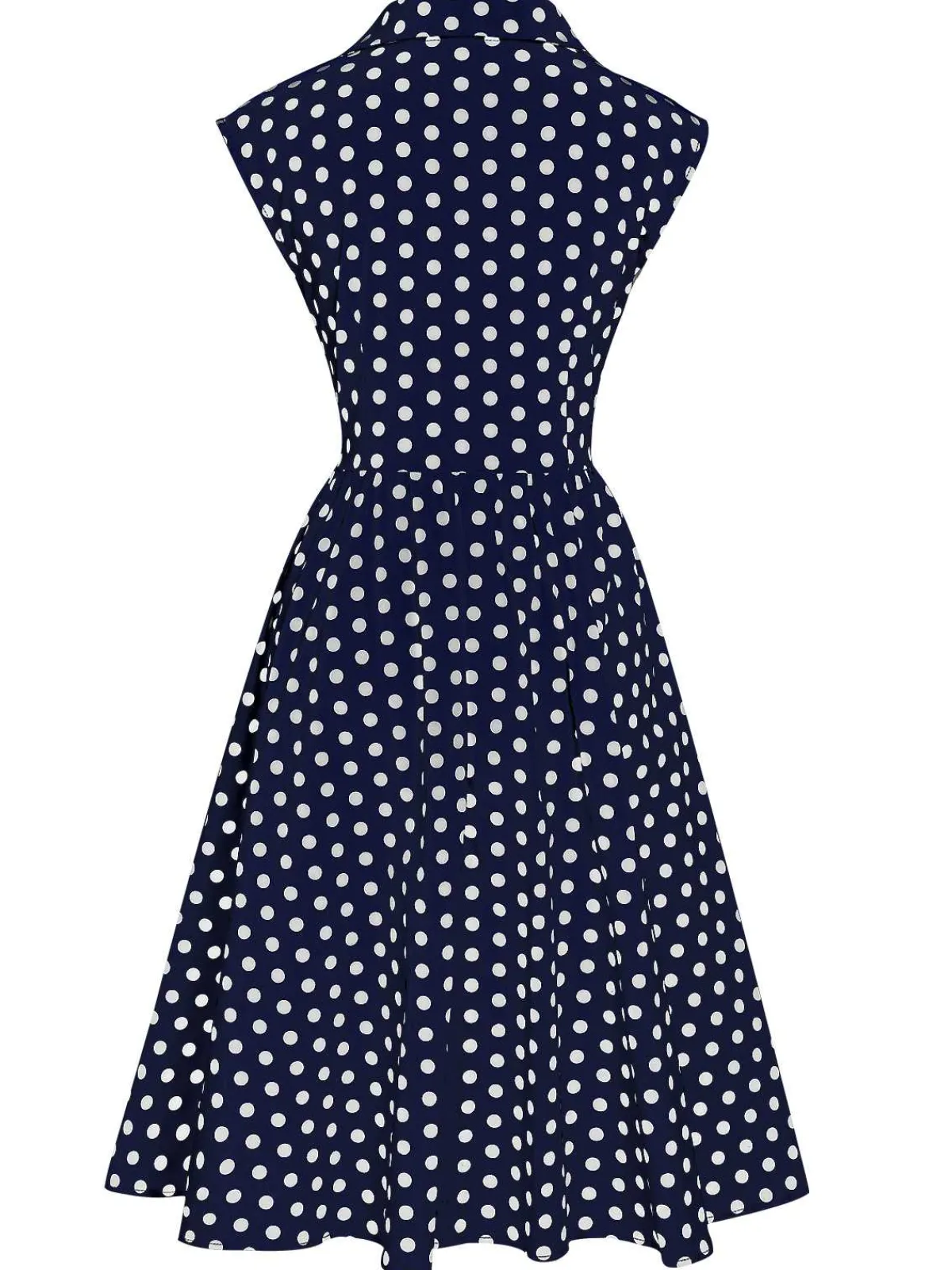 Discount Retro Stage 1940s Lapel Polka Dots Sleeveless Dress