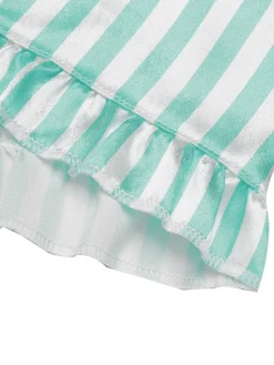 Hot Retro Stage 1960s Lapel Stripes Satin Pajamas Set