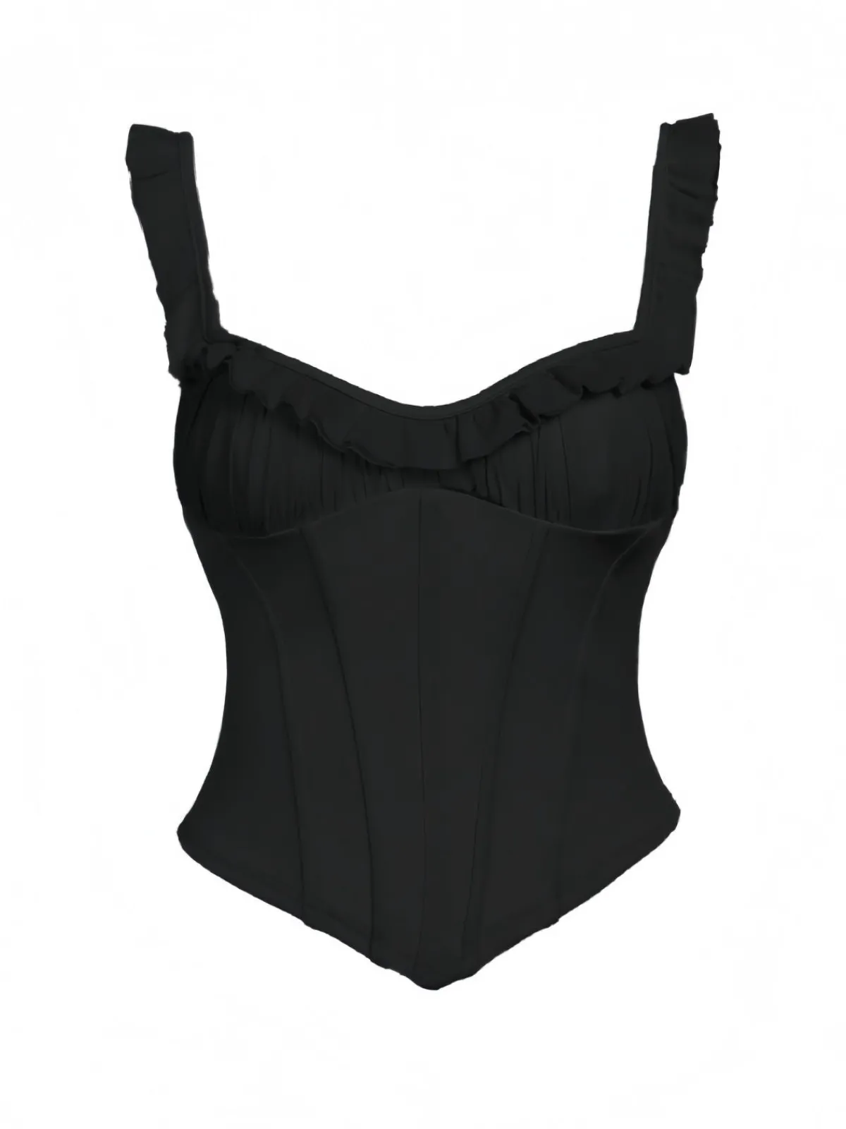 New Retro Stage 1960s Mesh Patchwork Ruffled Corset Camisole