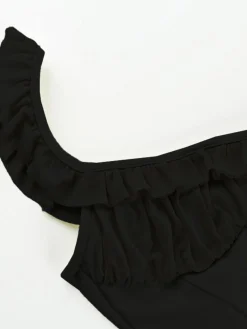 New Retro Stage 1960s Mesh Patchwork Ruffled Corset Camisole