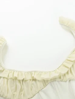 New Retro Stage 1960s Mesh Patchwork Ruffled Corset Camisole