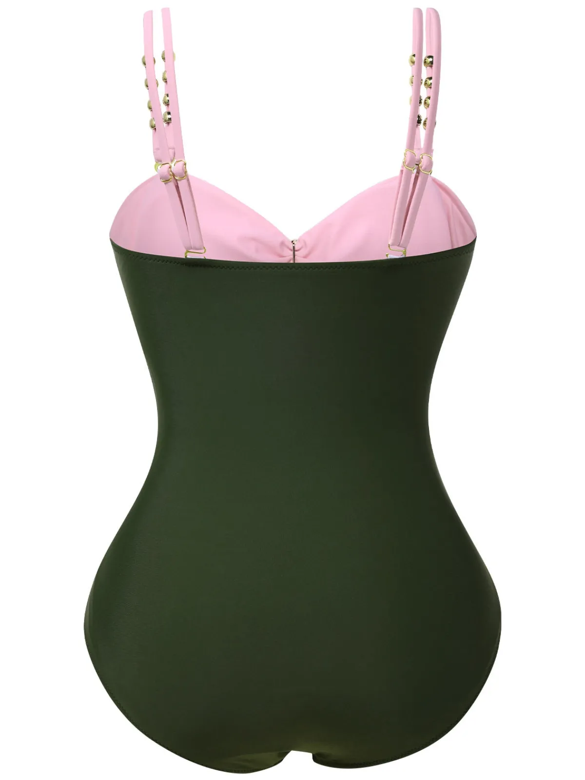 Best Retro Stage 1950s Metal Button Hollow One-Piece Swimsuit