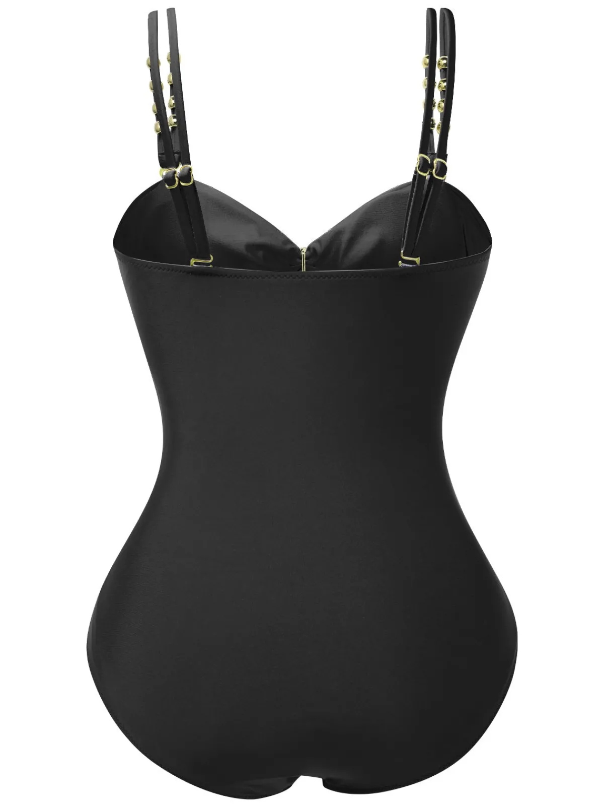 Best Retro Stage 1950s Metal Button Hollow One-Piece Swimsuit