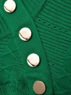 Best Retro Stage 1960s Metal Button Ruffle Sleeve Sweater Dress