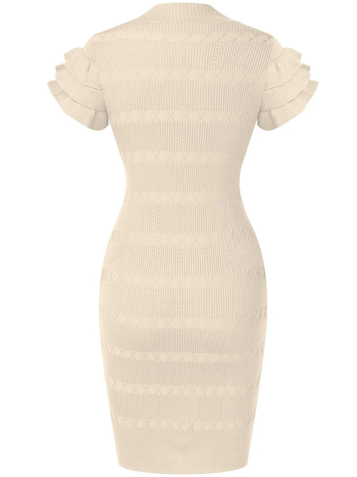 Best Retro Stage 1960s Metal Button Ruffle Sleeve Sweater Dress