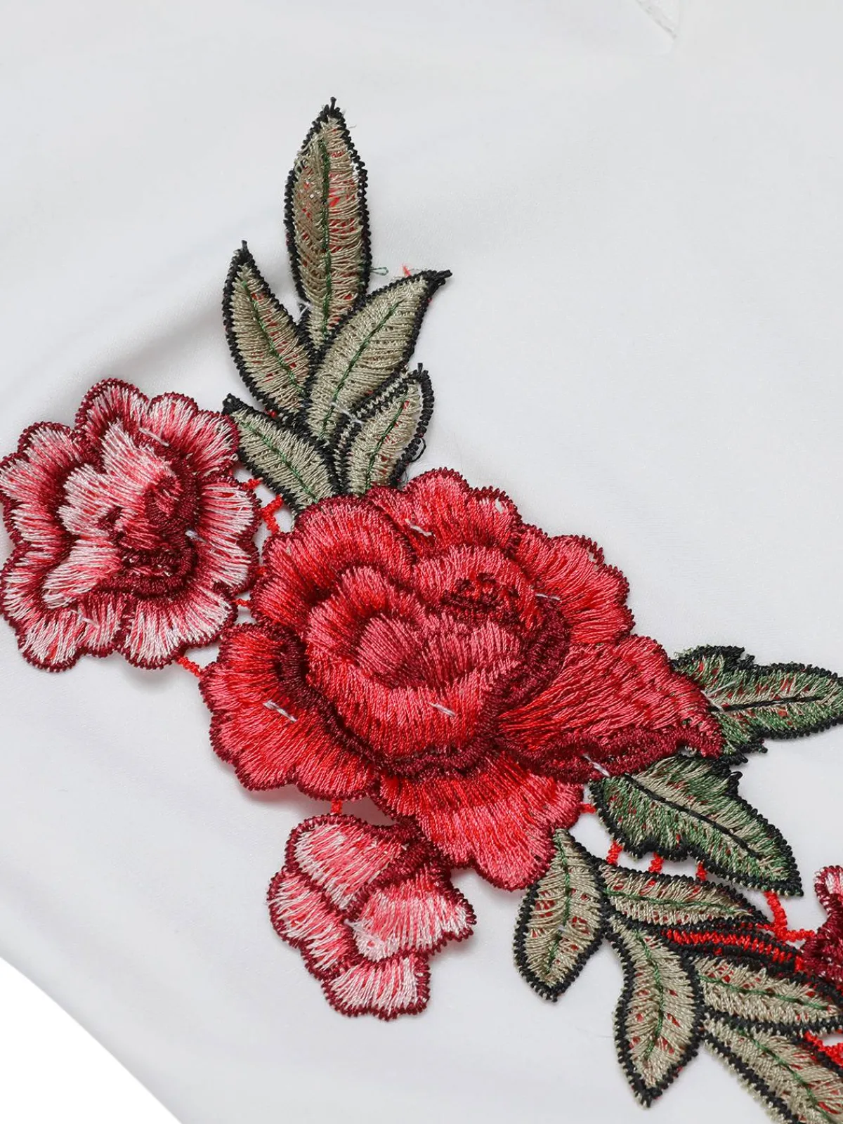 New Retro Stage 1950s Mock Neck Floral Embroidered Cutout Romper