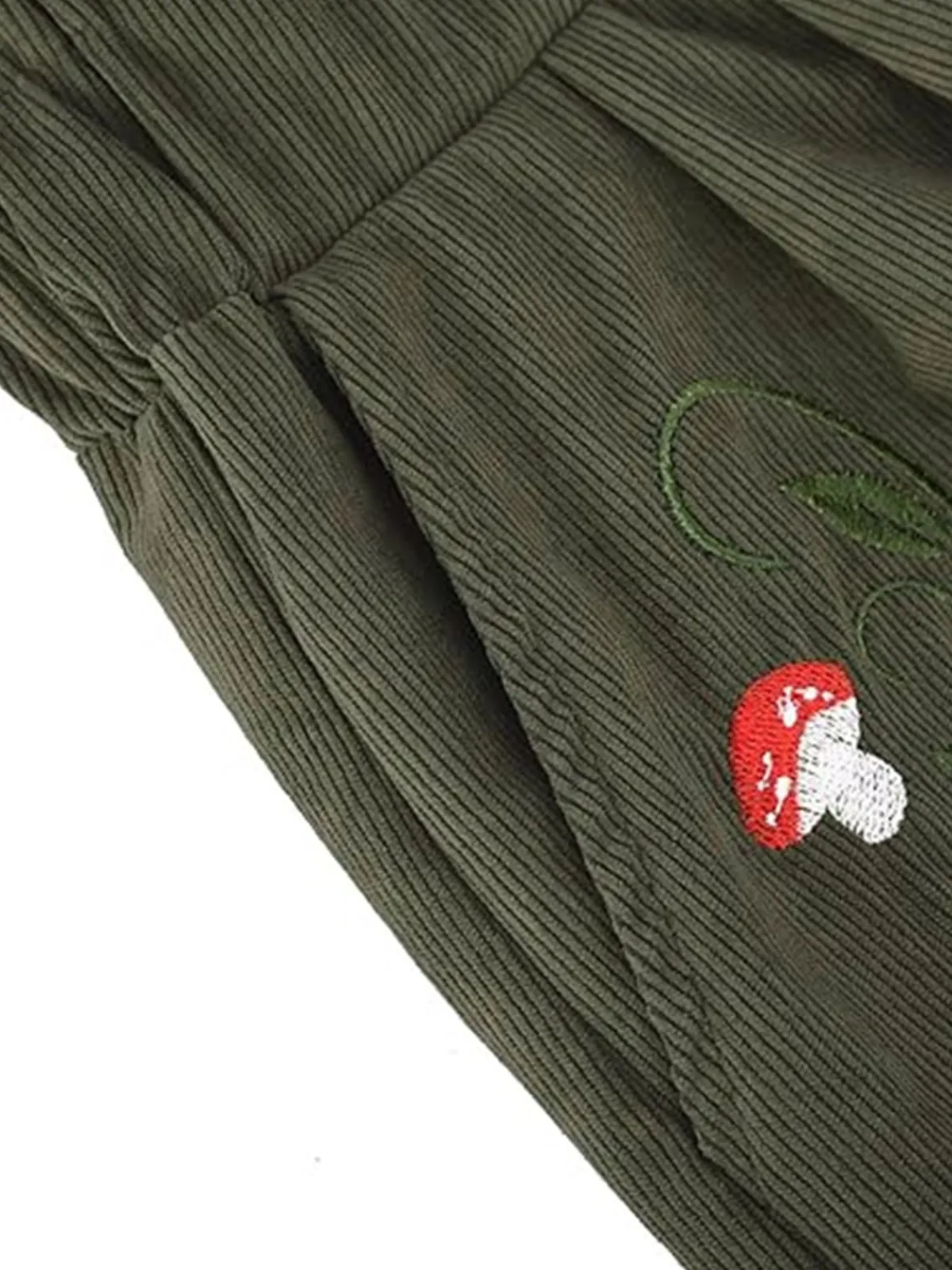 Best Retro Stage 1940s Mushroom Embroidered Corduroy Shorts