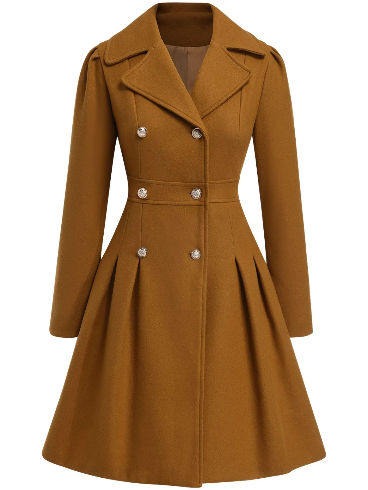 Outlet Retro Stage 1940s Notched Collar Double-Breasted Dress Coat