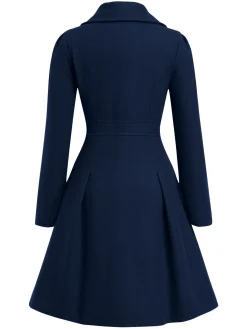 Outlet Retro Stage 1940s Notched Collar Double-Breasted Dress Coat