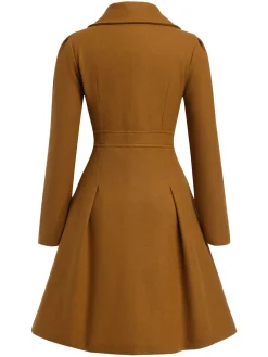 Outlet Retro Stage 1940s Notched Collar Double-Breasted Dress Coat