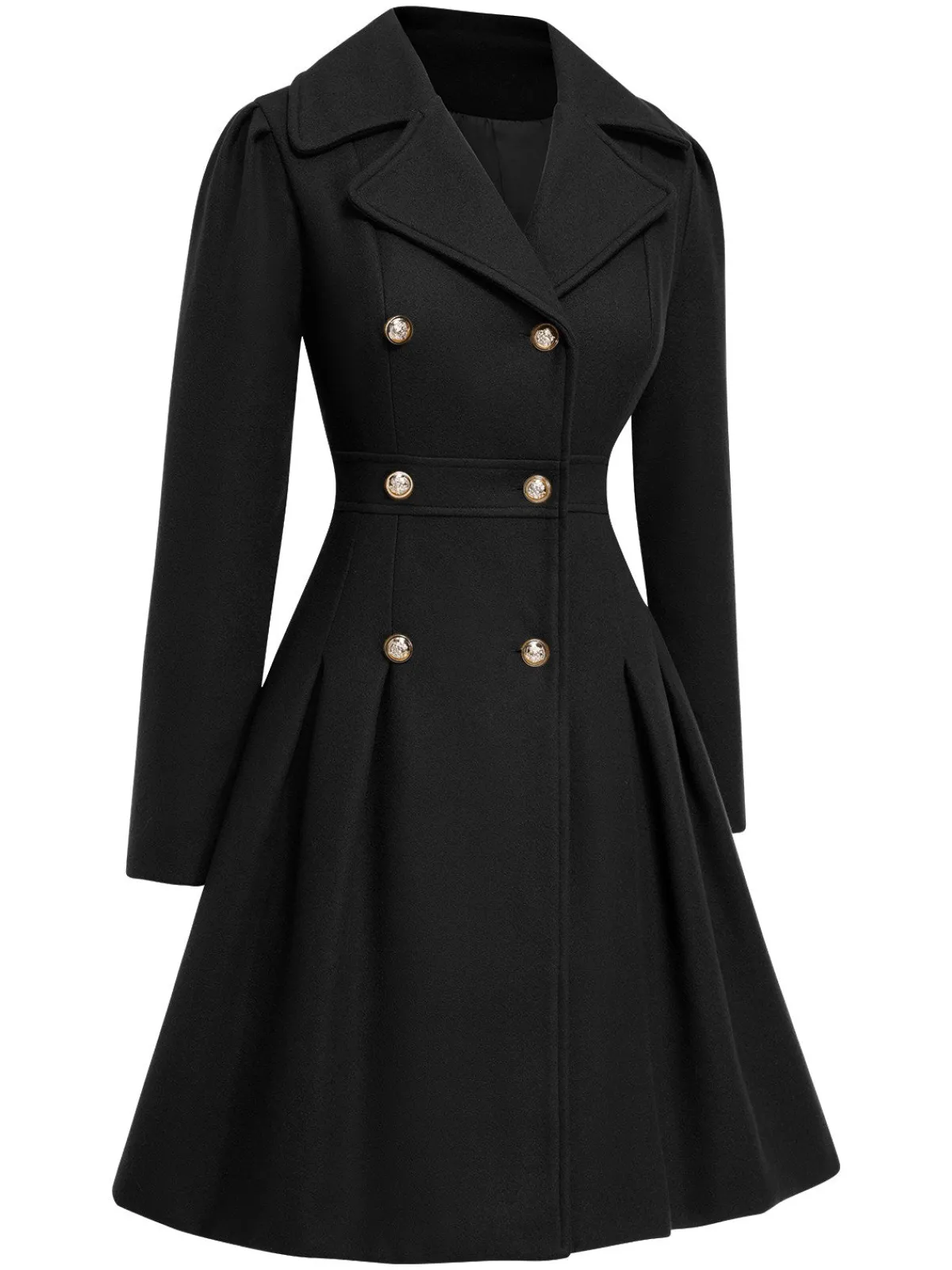 Outlet Retro Stage 1940s Notched Collar Double-Breasted Dress Coat
