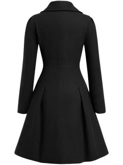 Outlet Retro Stage 1940s Notched Collar Double-Breasted Dress Coat