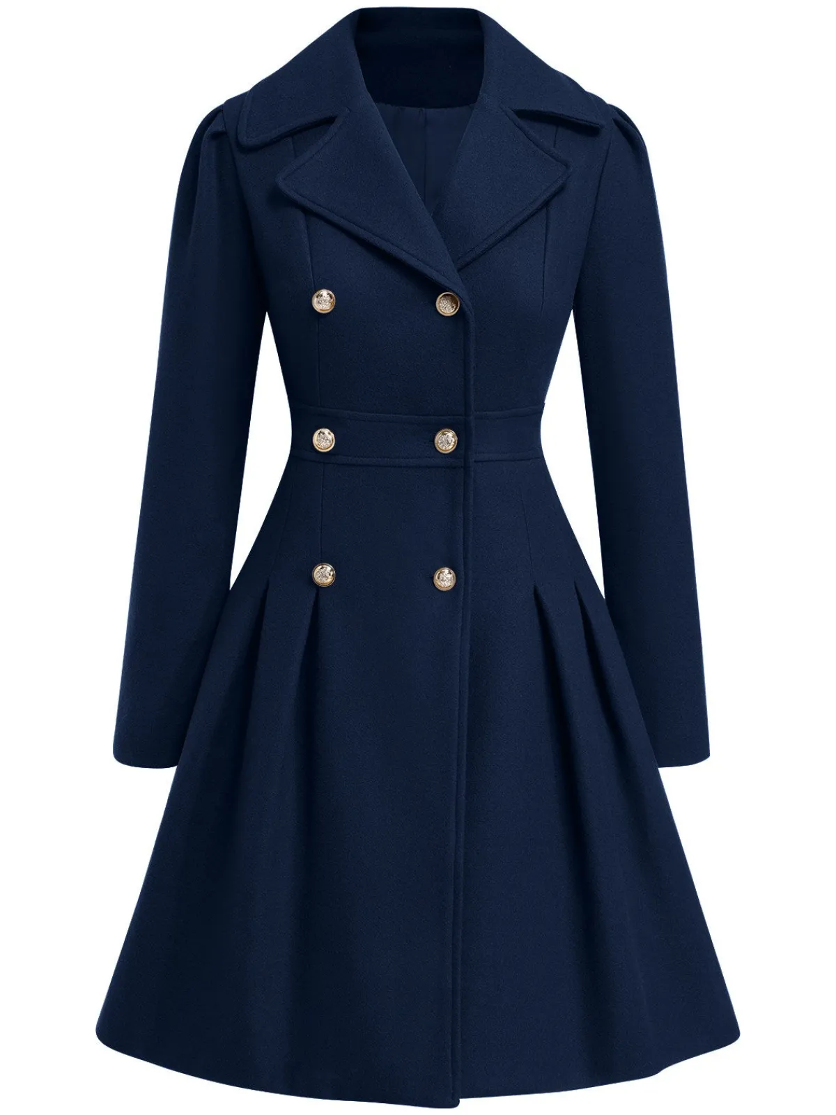 Outlet Retro Stage 1940s Notched Collar Double-Breasted Dress Coat