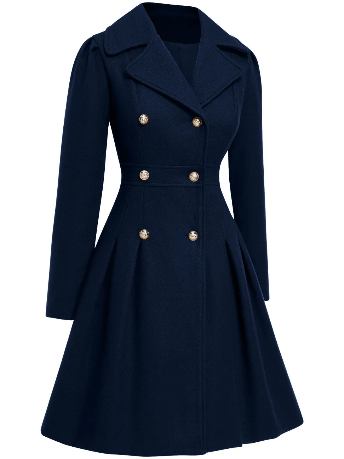 Outlet Retro Stage 1940s Notched Collar Double-Breasted Dress Coat