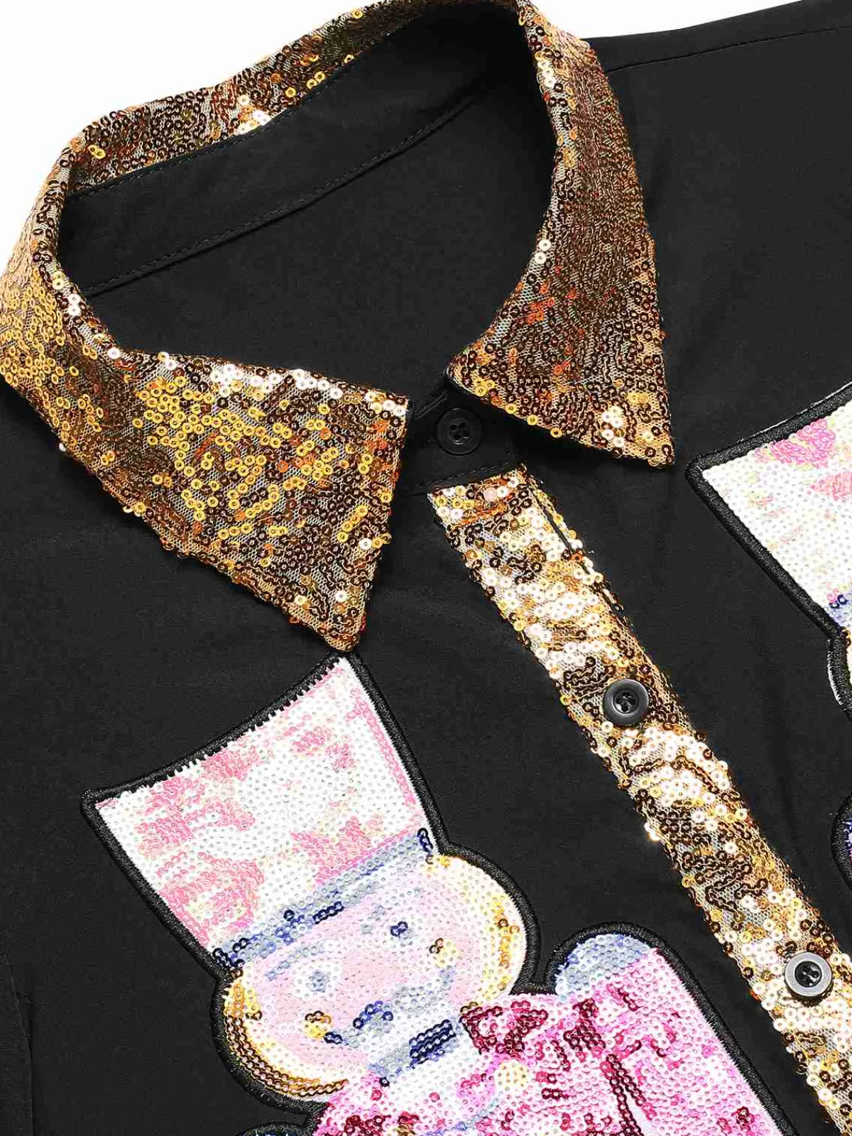Hot Retro Stage 1970s Nutcracker Lapel Sequin Dress