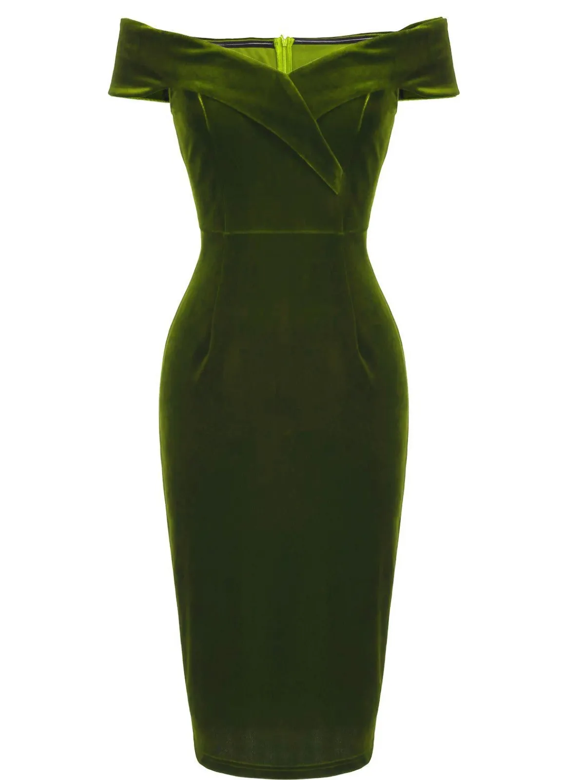 Fashion Retro Stage 1960s Off Shoulder Velvet Bodycon Dress