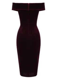 Fashion Retro Stage 1960s Off Shoulder Velvet Bodycon Dress