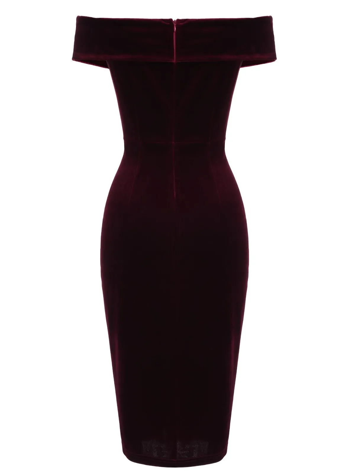 Fashion Retro Stage 1960s Off Shoulder Velvet Bodycon Dress