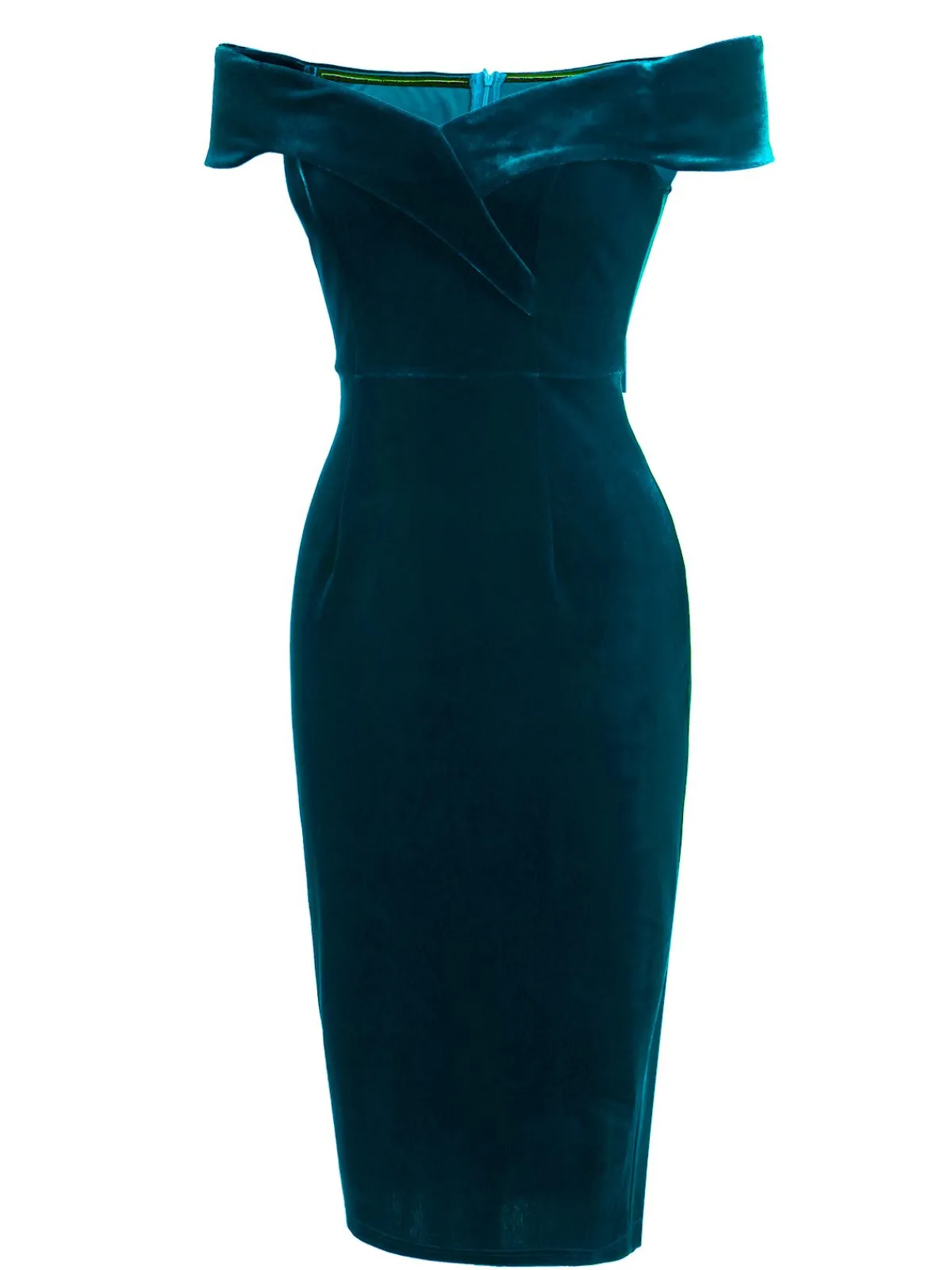 Fashion Retro Stage 1960s Off Shoulder Velvet Bodycon Dress