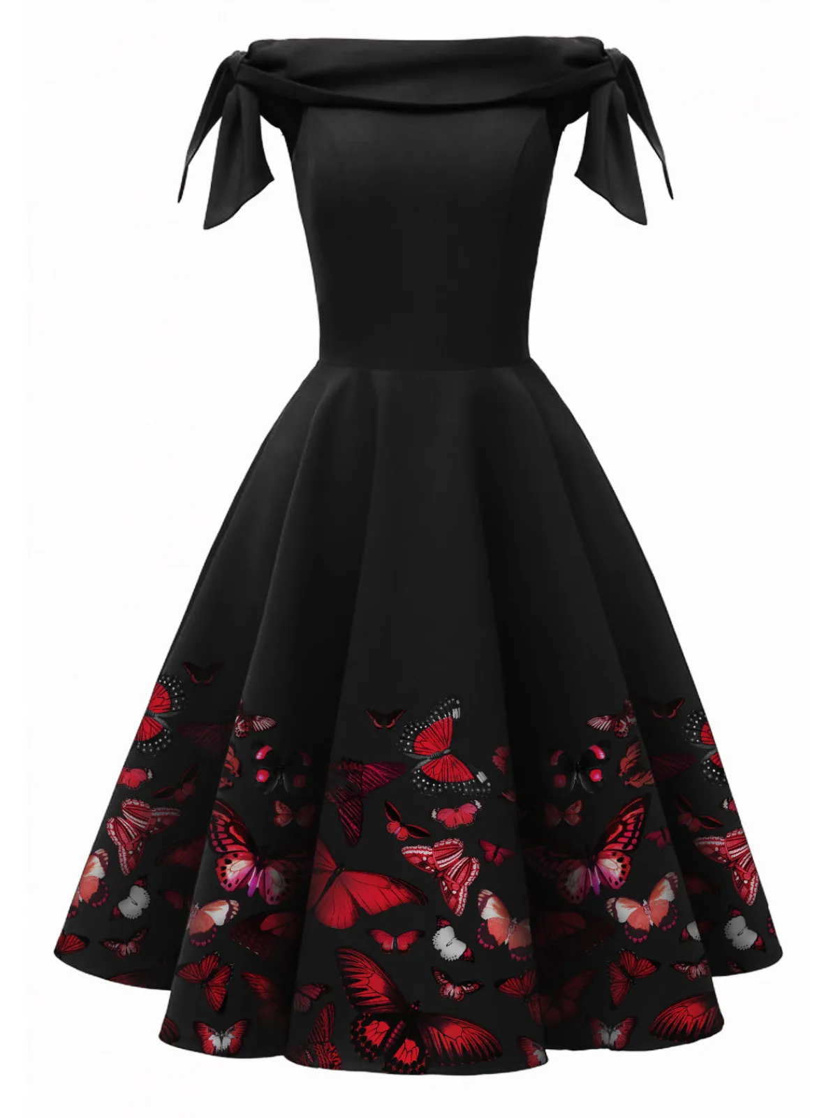 Clearance Retro Stage 1950s Off-Shoulder Butterfly Swing Dress