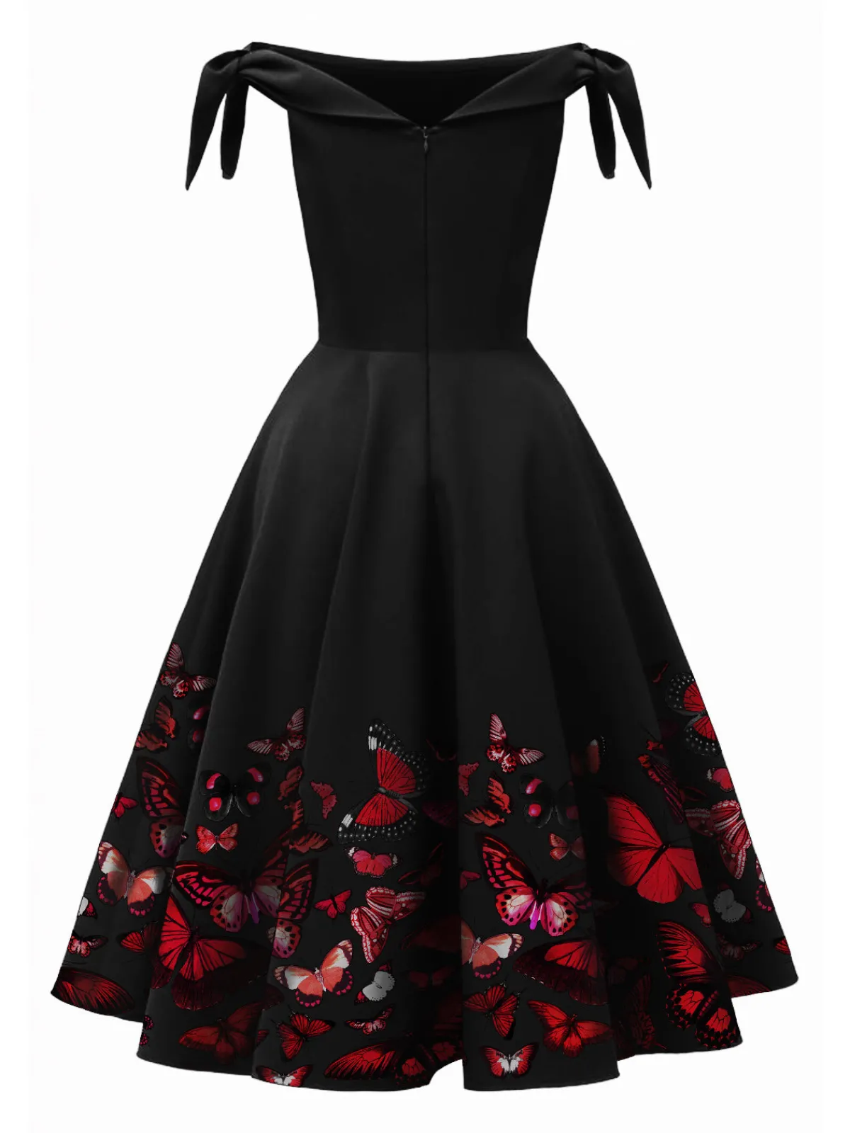 Clearance Retro Stage 1950s Off-Shoulder Butterfly Swing Dress