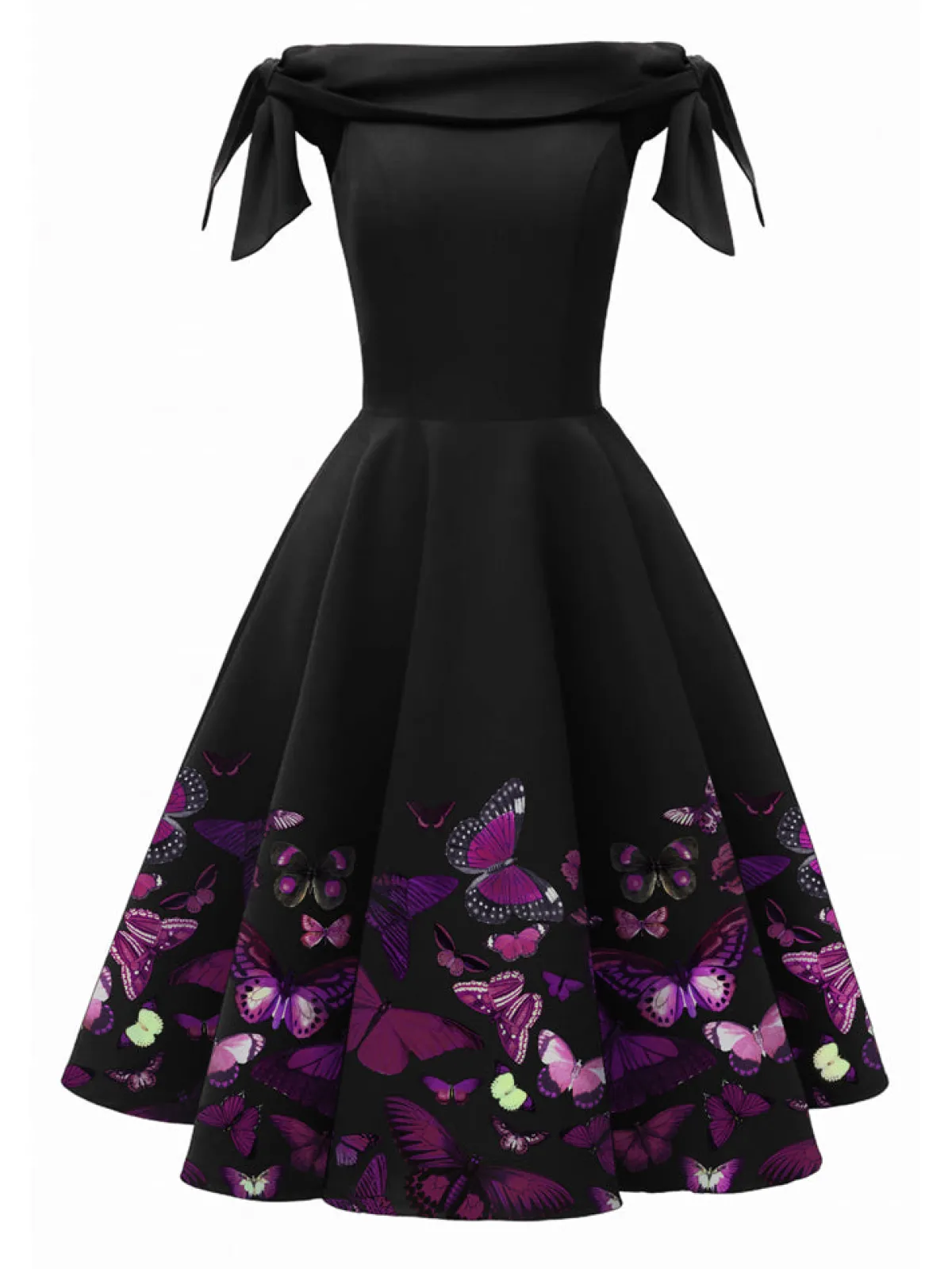 Clearance Retro Stage 1950s Off-Shoulder Butterfly Swing Dress