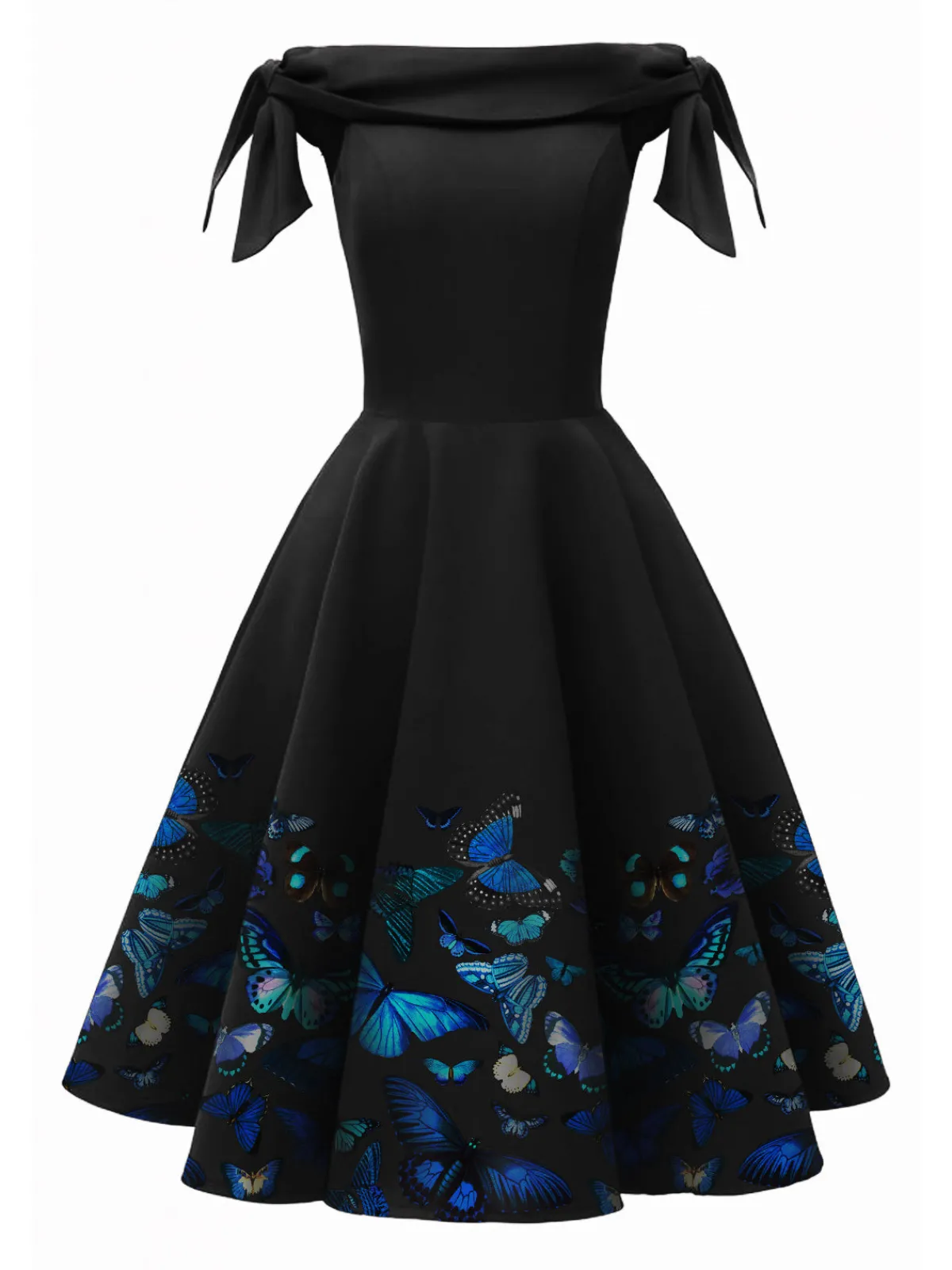 Clearance Retro Stage 1950s Off-Shoulder Butterfly Swing Dress