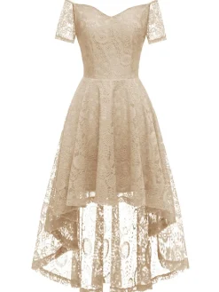 New Retro Stage 1950s Off-shoulder Floral Lace Dress