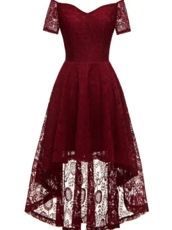 New Retro Stage 1950s Off-shoulder Floral Lace Dress