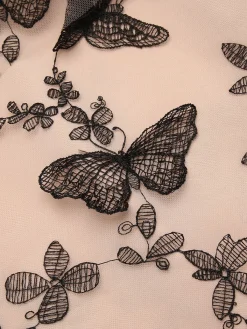 Best Retro Stage 1950s Off-shoulder Lace Butterfly Swing Dress Black