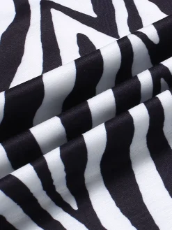 Best Retro Stage 1930s Off-Shoulder Zebra Stripe Jumpsuit Black