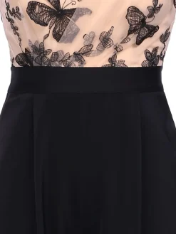 Discount Retro Stage 1930s One-shoulder Lace Butterfly Jumpsuit Black