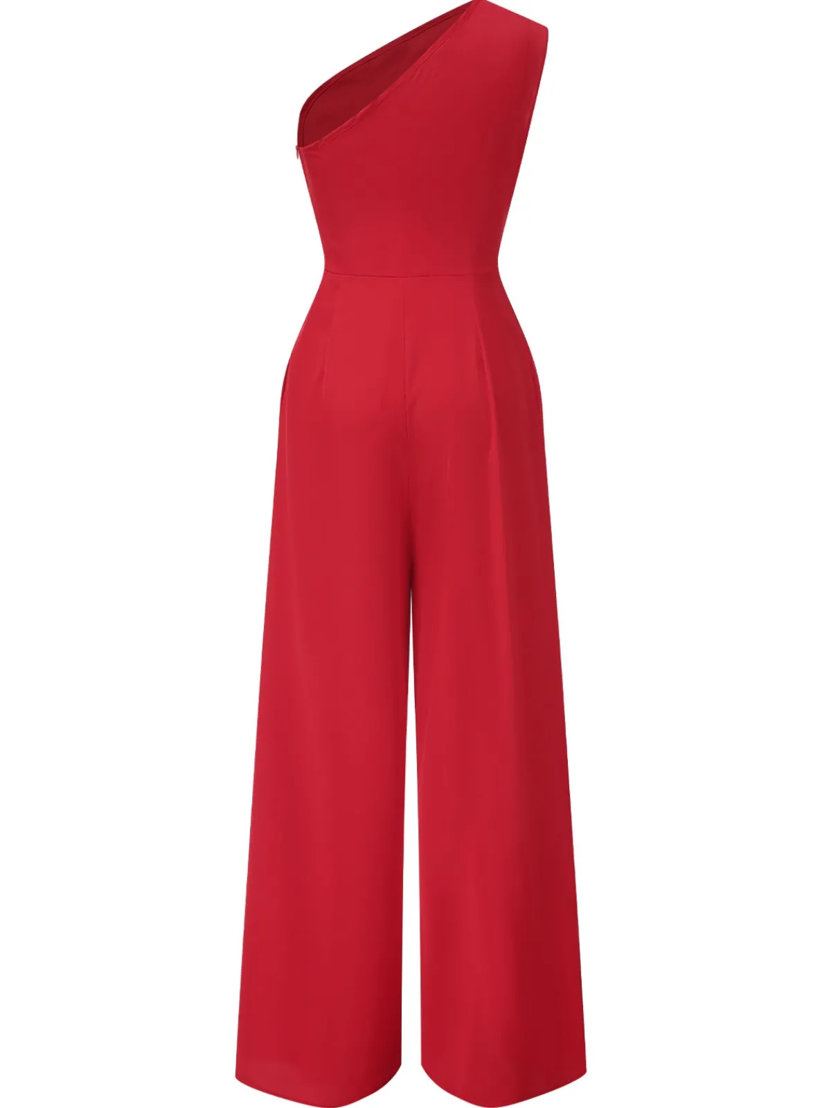 Discount Retro Stage 1930s One-Shoulder Solid Bind Jumpsuit