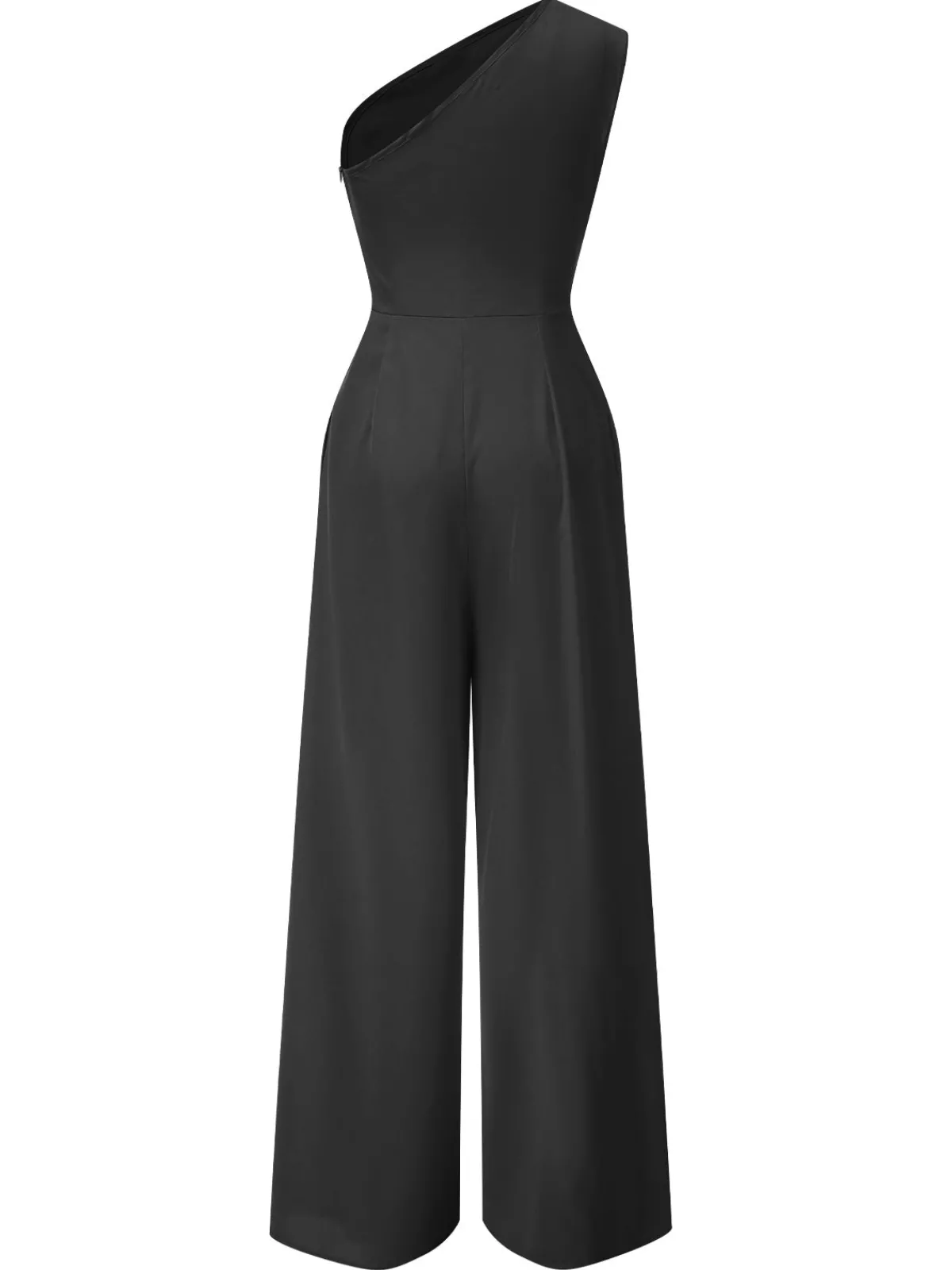 Discount Retro Stage 1930s One-Shoulder Solid Bind Jumpsuit