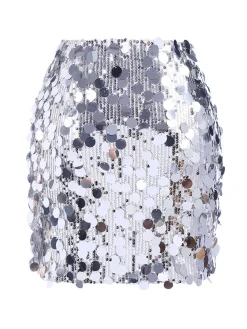 Online Retro Stage 1980s Party Sequined Mini Pencil Skirt