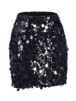 Online Retro Stage 1980s Party Sequined Mini Pencil Skirt