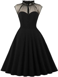 Clearance Retro Stage 1950s Patchwork Flying Sleeves Swing Dress