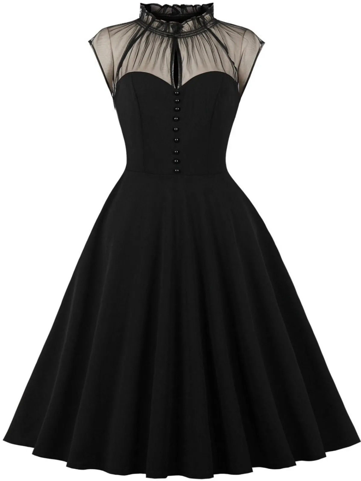Clearance Retro Stage 1950s Patchwork Flying Sleeves Swing Dress