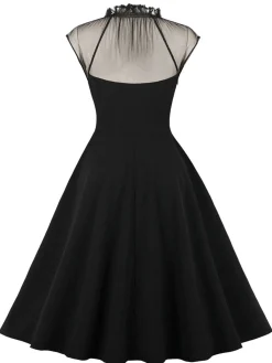 Clearance Retro Stage 1950s Patchwork Flying Sleeves Swing Dress