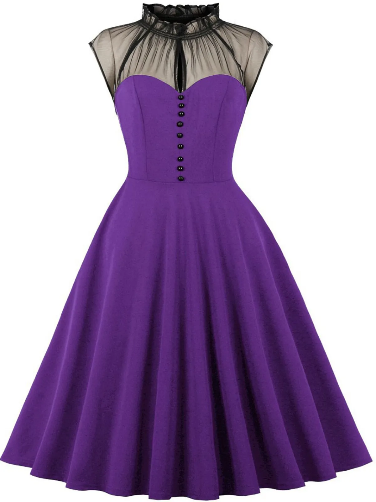 Clearance Retro Stage 1950s Patchwork Flying Sleeves Swing Dress